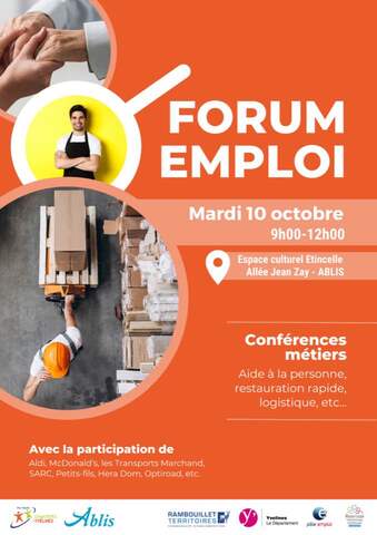 Affiche du forum de l'emploi avec le lieu et la date