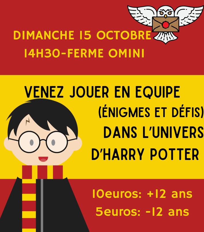 Affiche de l'événement avec un petit bonhomme représentant Harry Potter