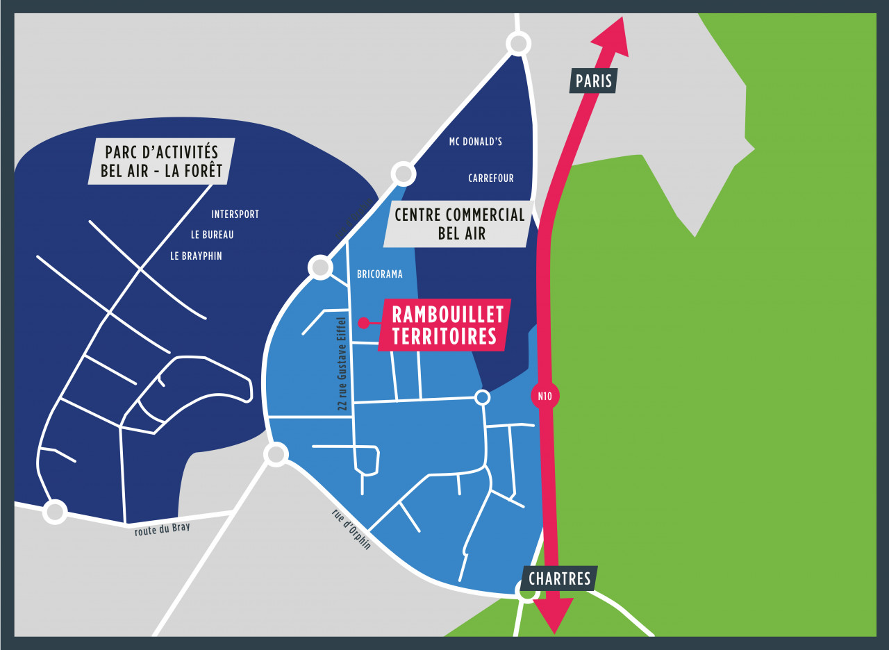 Plan d'accès au siège de Rambouillet Territoires