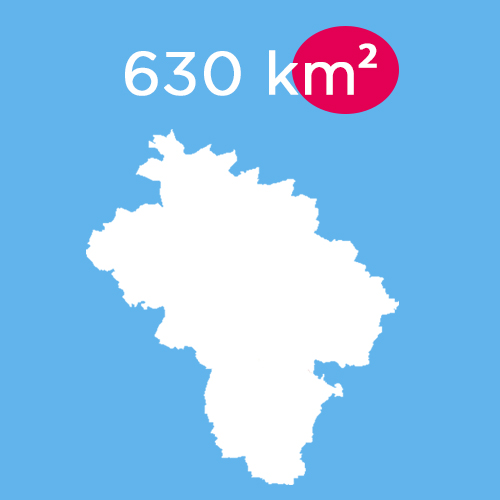 Superficie : 630 km²